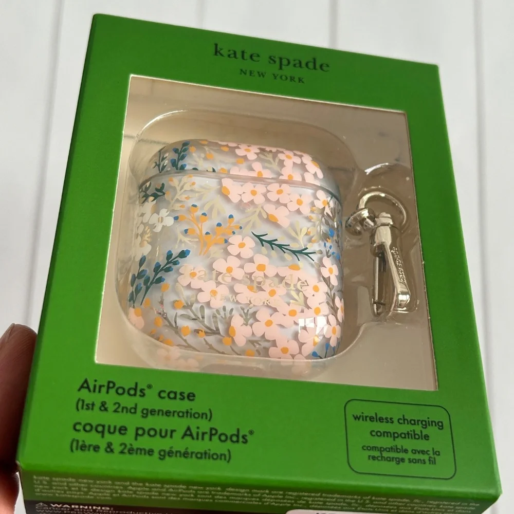 Kate Spade airpods case 1st & 2nd generation clear pink floral girly NEW